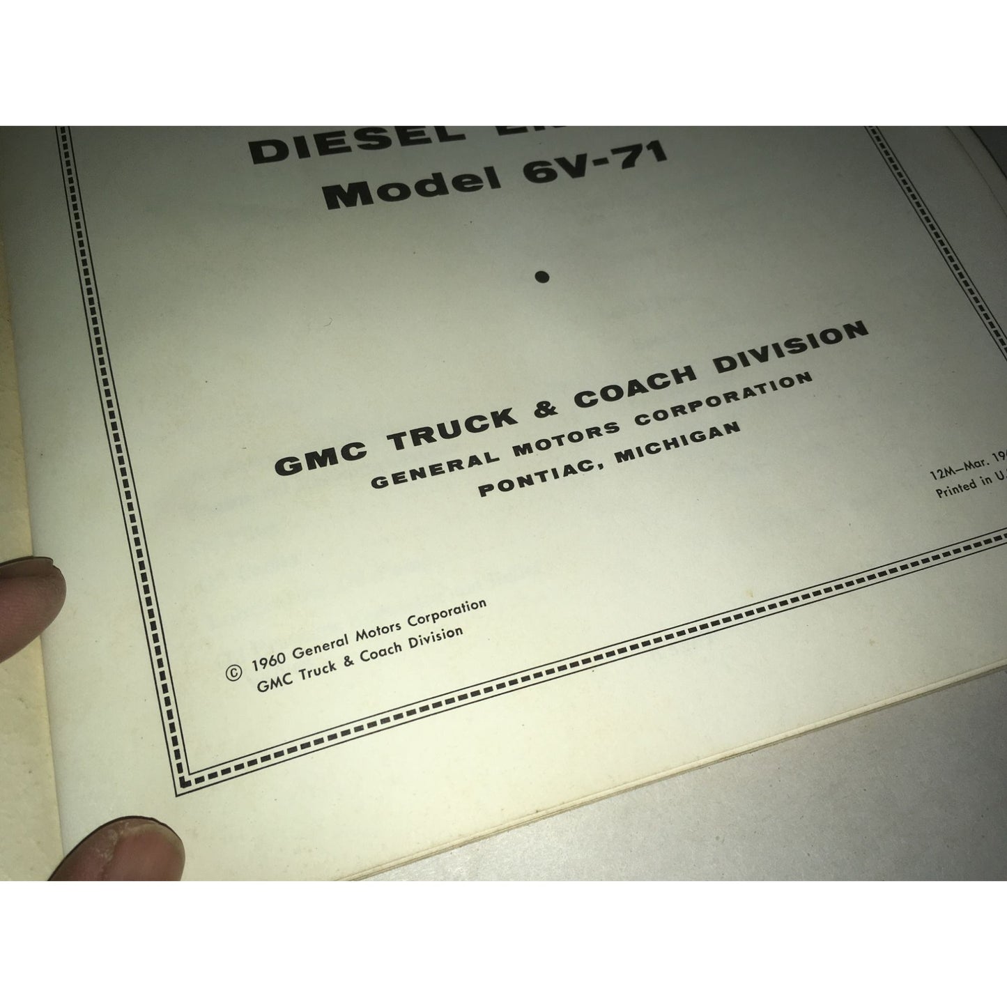 Vintage Diesel Engine Maintenance Manual Model 6V-71 Book