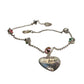 Gucci 'Blind for Love' Engraved Heart Bracelet w Rose Pink & Green Stones