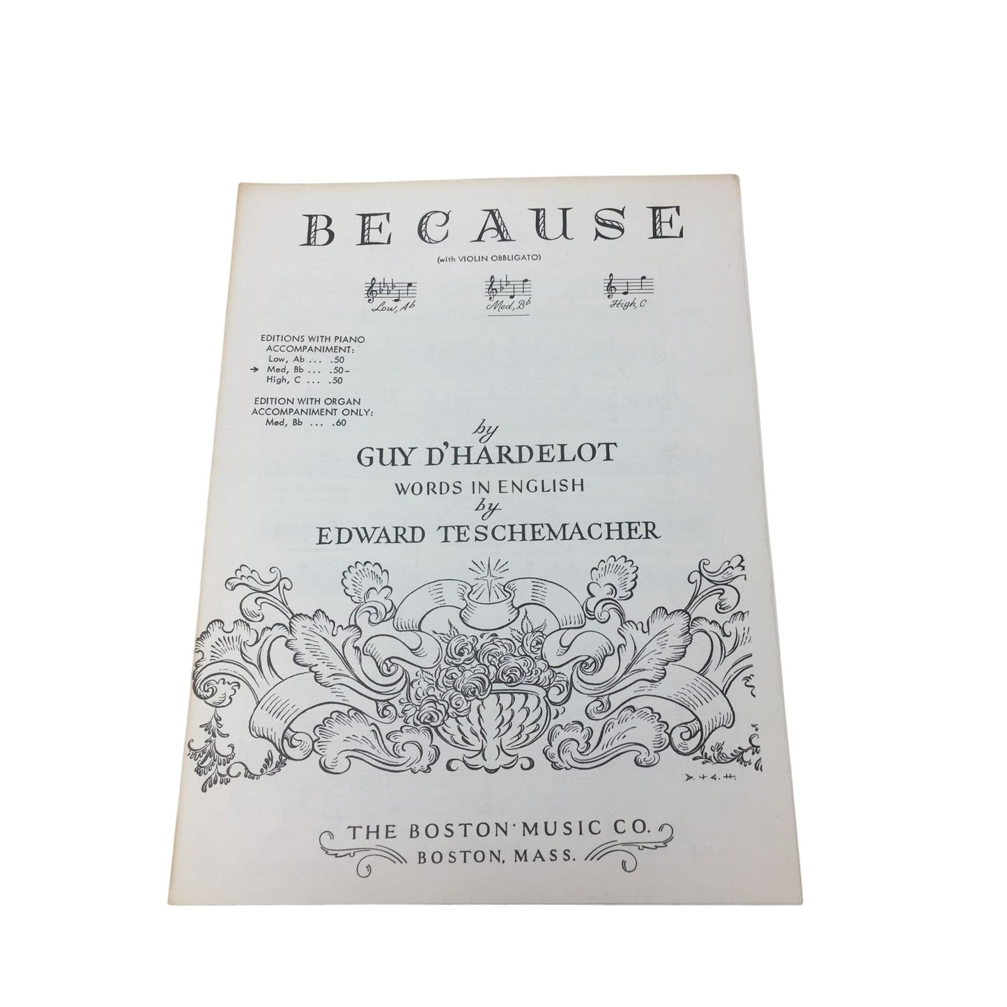 vintage edition of "Because" sheet music with lyrics A+ Stuff  A+ Stuff Sheet Music