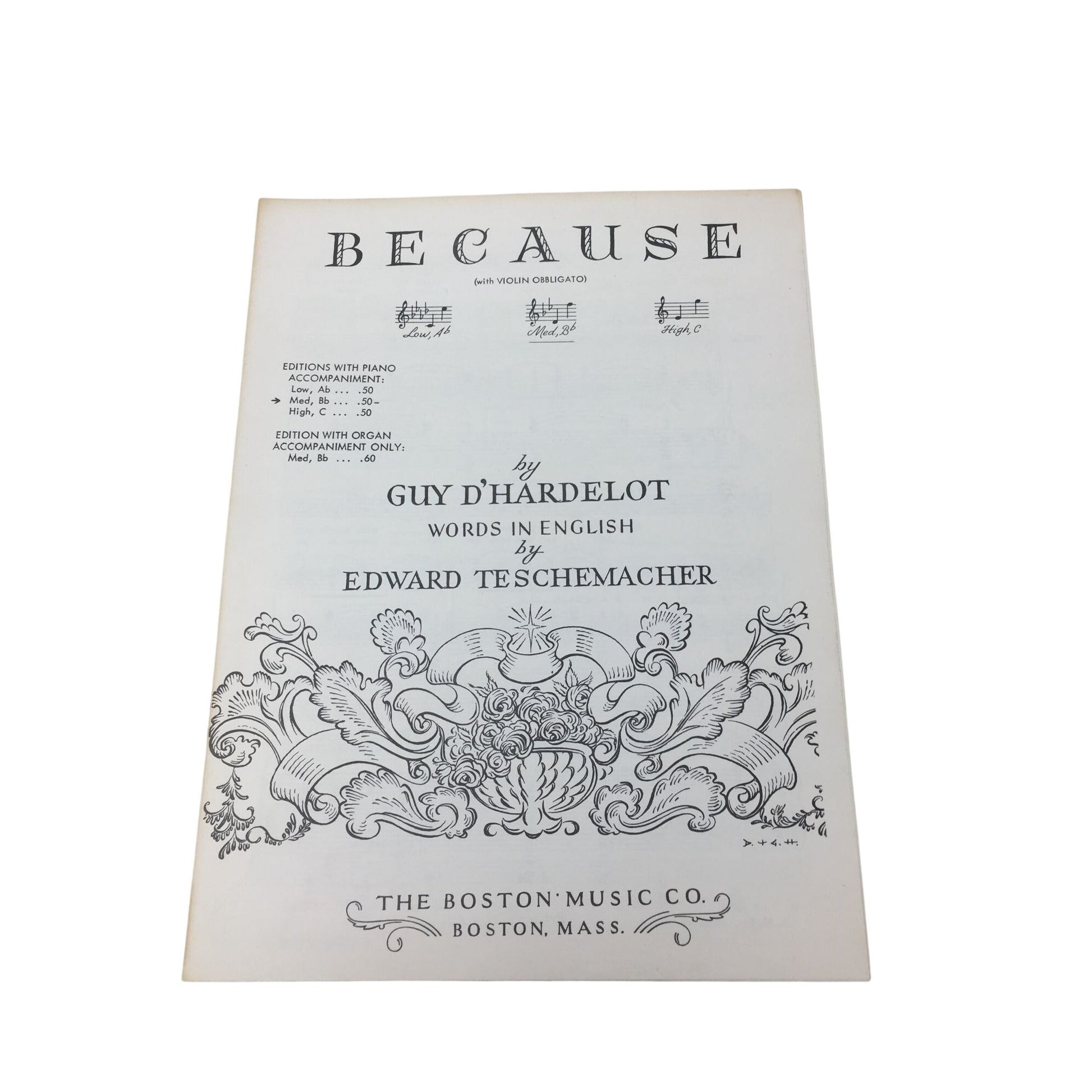 vintage edition of "Because" sheet music with lyrics A+ Stuff  A+ Stuff Sheet Music