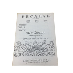 vintage edition of "Because" sheet music with lyrics