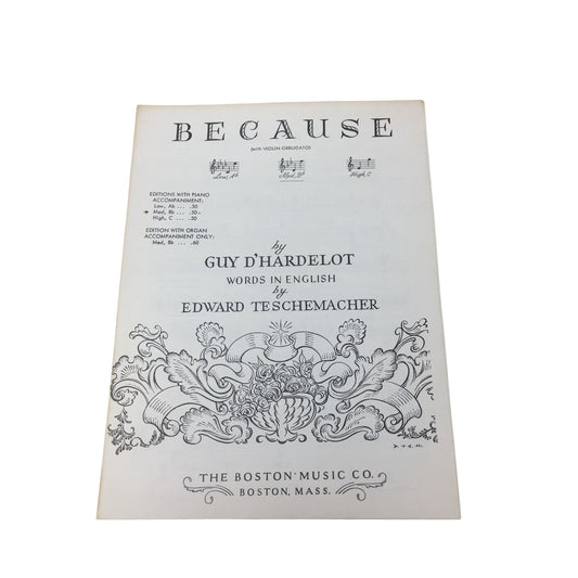 vintage edition of "Because" sheet music with lyrics A+ Stuff  A+ Stuff Sheet Music