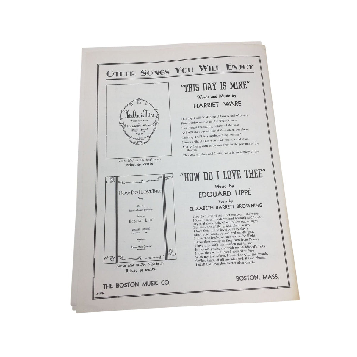 vintage edition of "Because" sheet music with lyrics A+ Stuff  A+ Stuff Sheet Music