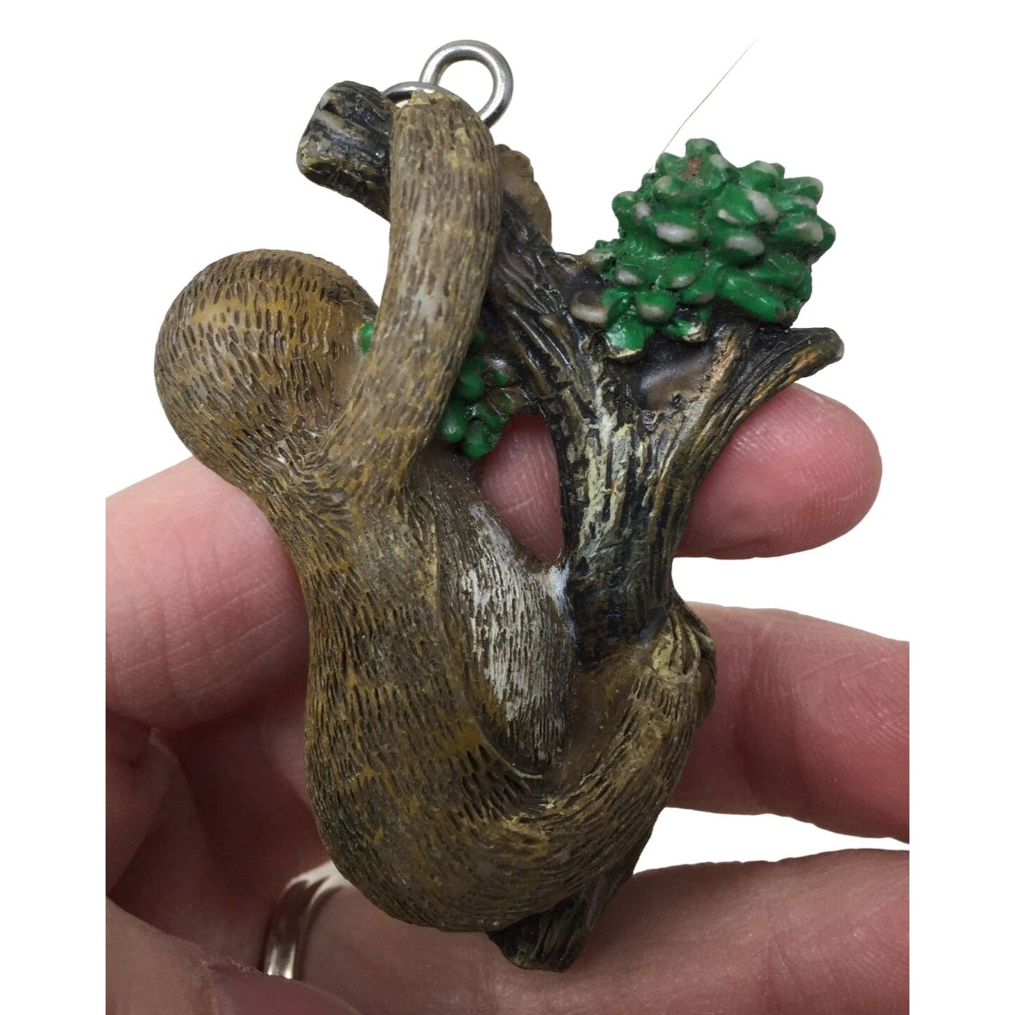 Vintage Tree Hanging Smiling Sloth Keychain/Keyring Hand Painted Figurine