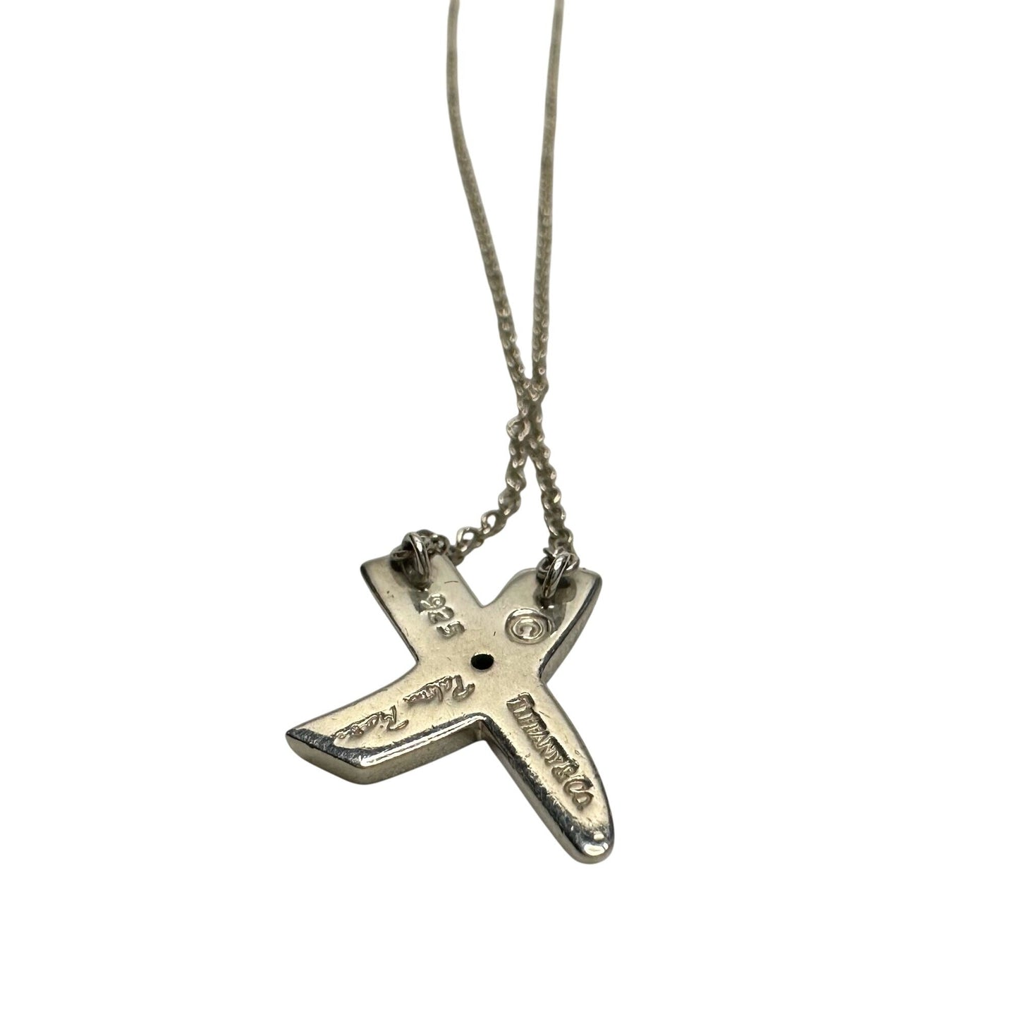 Authentic Tiffany & Co Paloma Picasso Sterling Silver Diamond Grafiti 'X' Kiss Pendant Necklace Tiffany & Co  A+ Stuff Neckace