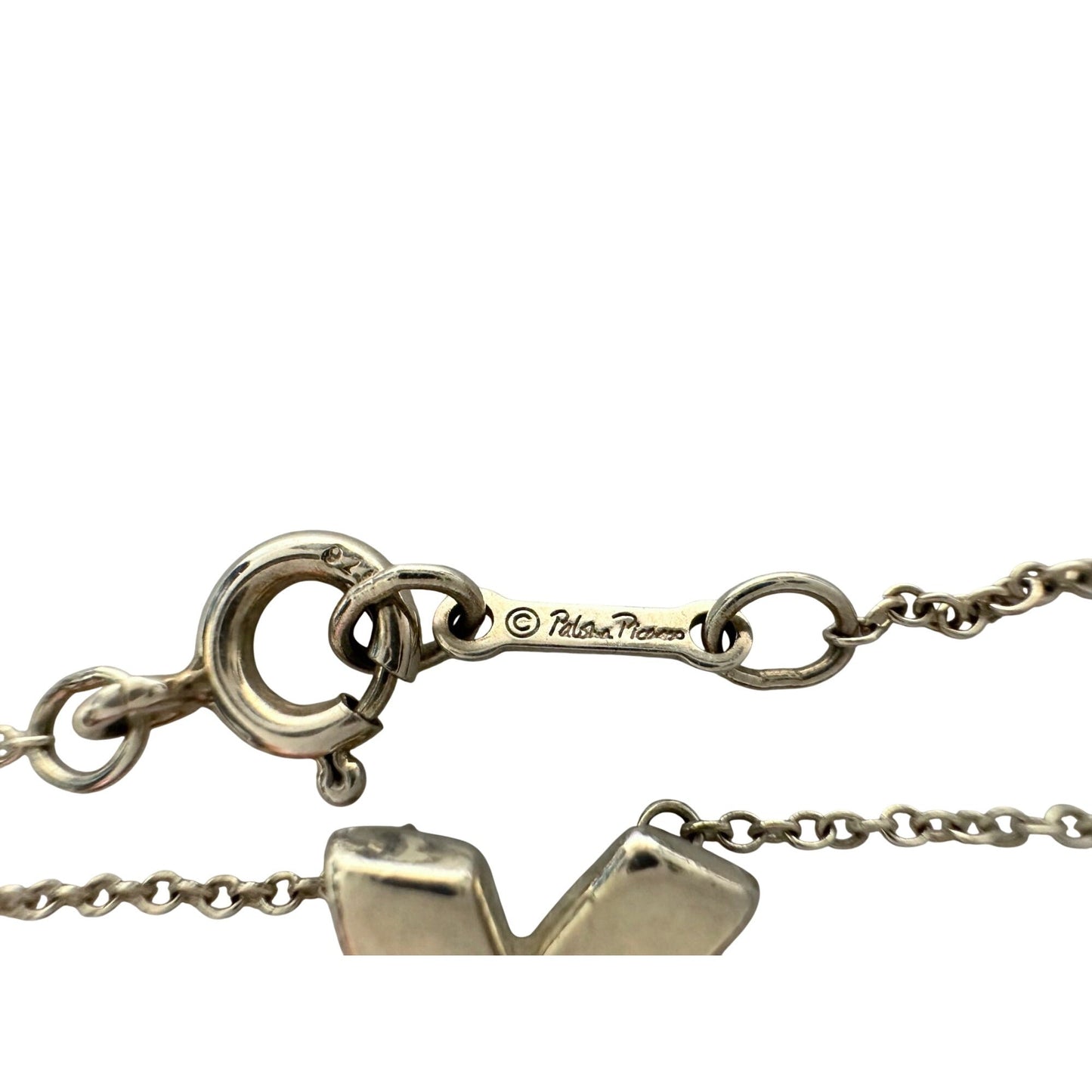 Authentic Tiffany & Co Paloma Picasso Sterling Silver Diamond Grafiti 'X' Kiss Pendant Necklace Tiffany & Co  A+ Stuff Neckace
