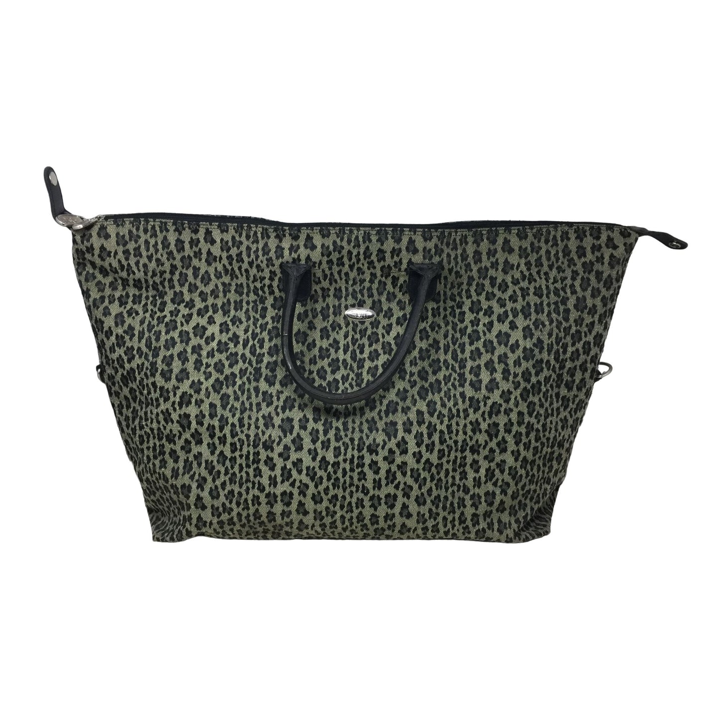 Diane Von Furstenberg- DVF Womens XL Tote Bag Black Beige Leopard Print (16x28)