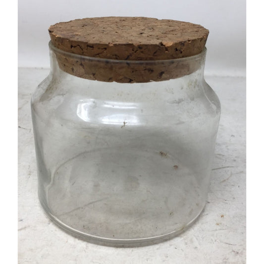 Vintage Small Clear Glass Jar/Container with Cork Lid