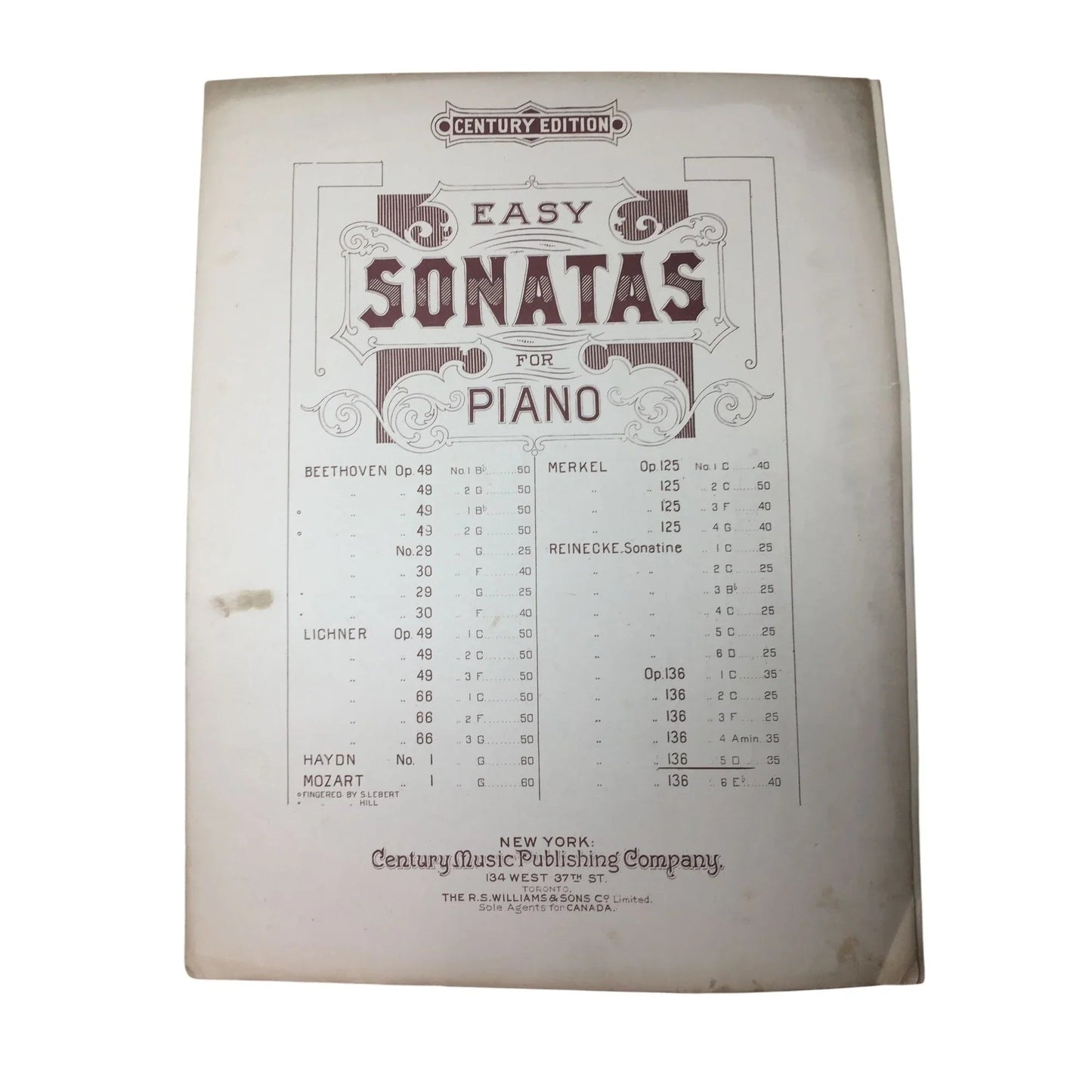 Easy Sonatas for piano - Century edition Vintage Sheet Music - A+ Stuff - SHEET MUSIC - A+ Stuff