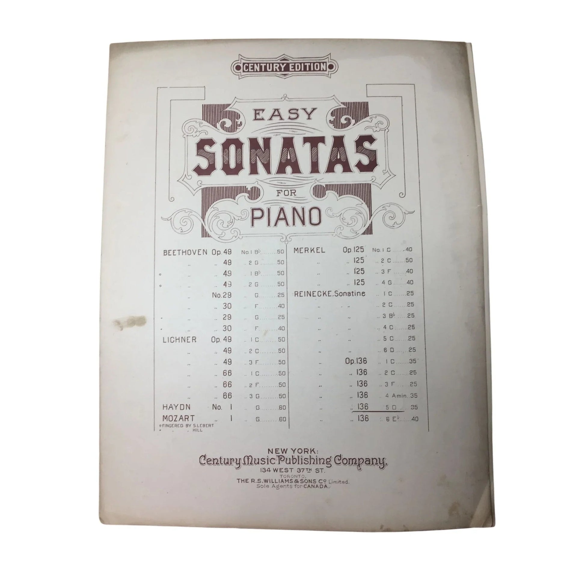 Easy Sonatas for piano - Century edition Vintage Sheet Music - A+ Stuff - SHEET MUSIC - A+ Stuff