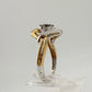 Beautiful 1/4 ct Diamond Ring Baguette and Flower Cluster with Two-Tone Sterling Band Size 7