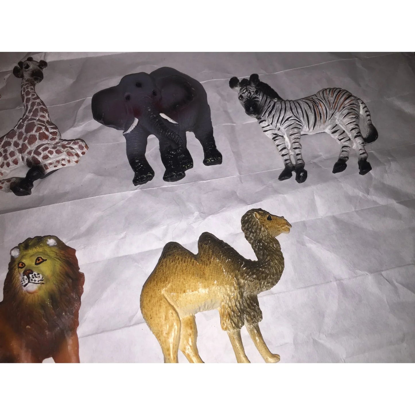 Set of 7 Vintage Zoo/Wild Animal Magnets- Giraffes, Elephant, Gorilla/Ape, Camel, Zebra, Lion - A+ Stuff