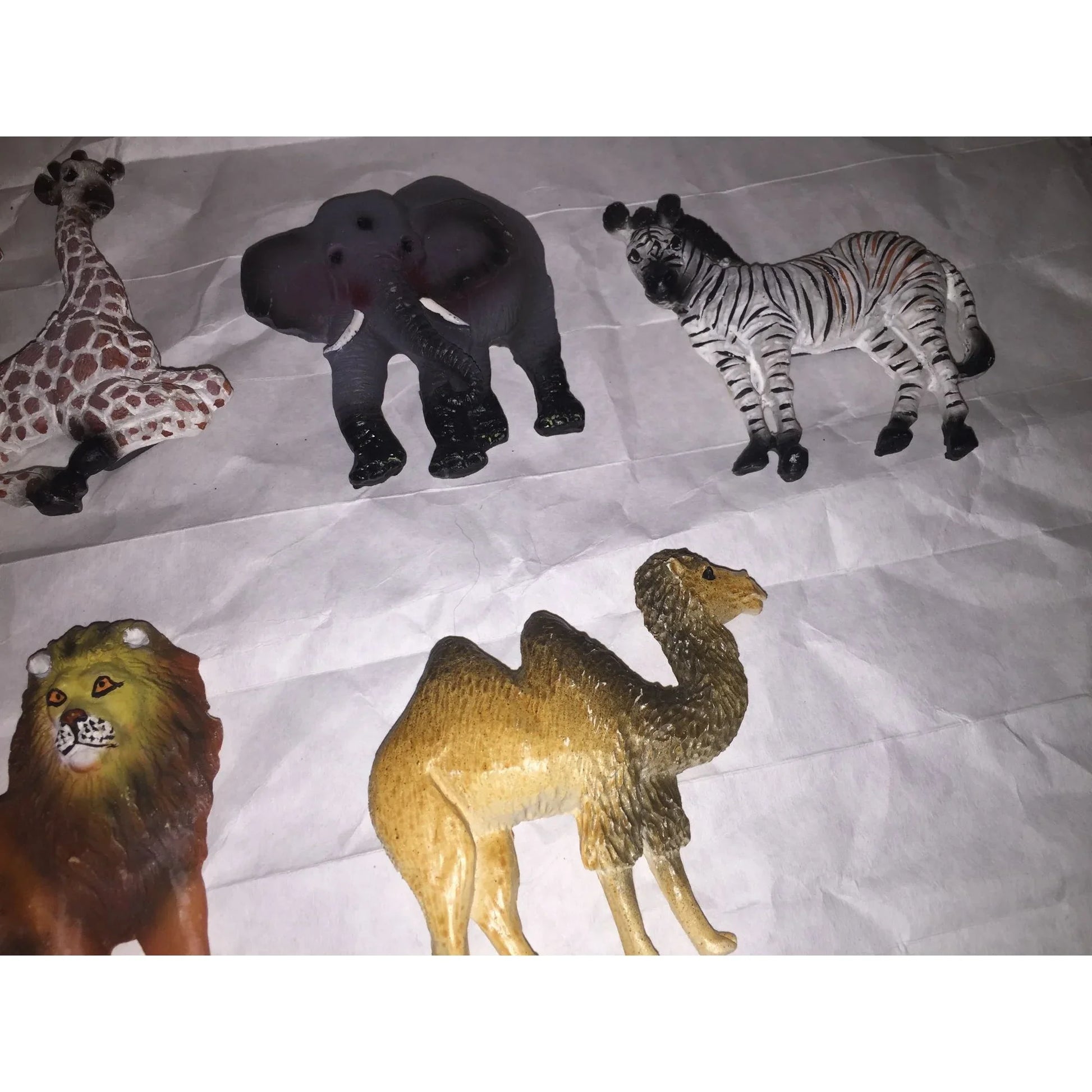 Set of 7 Vintage Zoo/Wild Animal Magnets- Giraffes, Elephant, Gorilla/Ape, Camel, Zebra, Lion - A+ Stuff