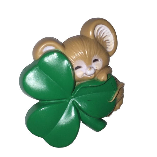 Vintage 89' Hallmark St Patrick's Day Mouse & 3 Leaf Clover Pin