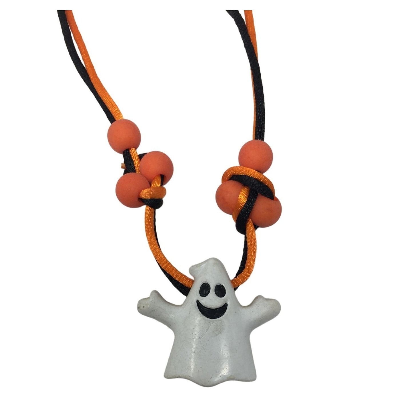 Applause Inc. Halloween Ghost Necklace (Orange, Black, White)