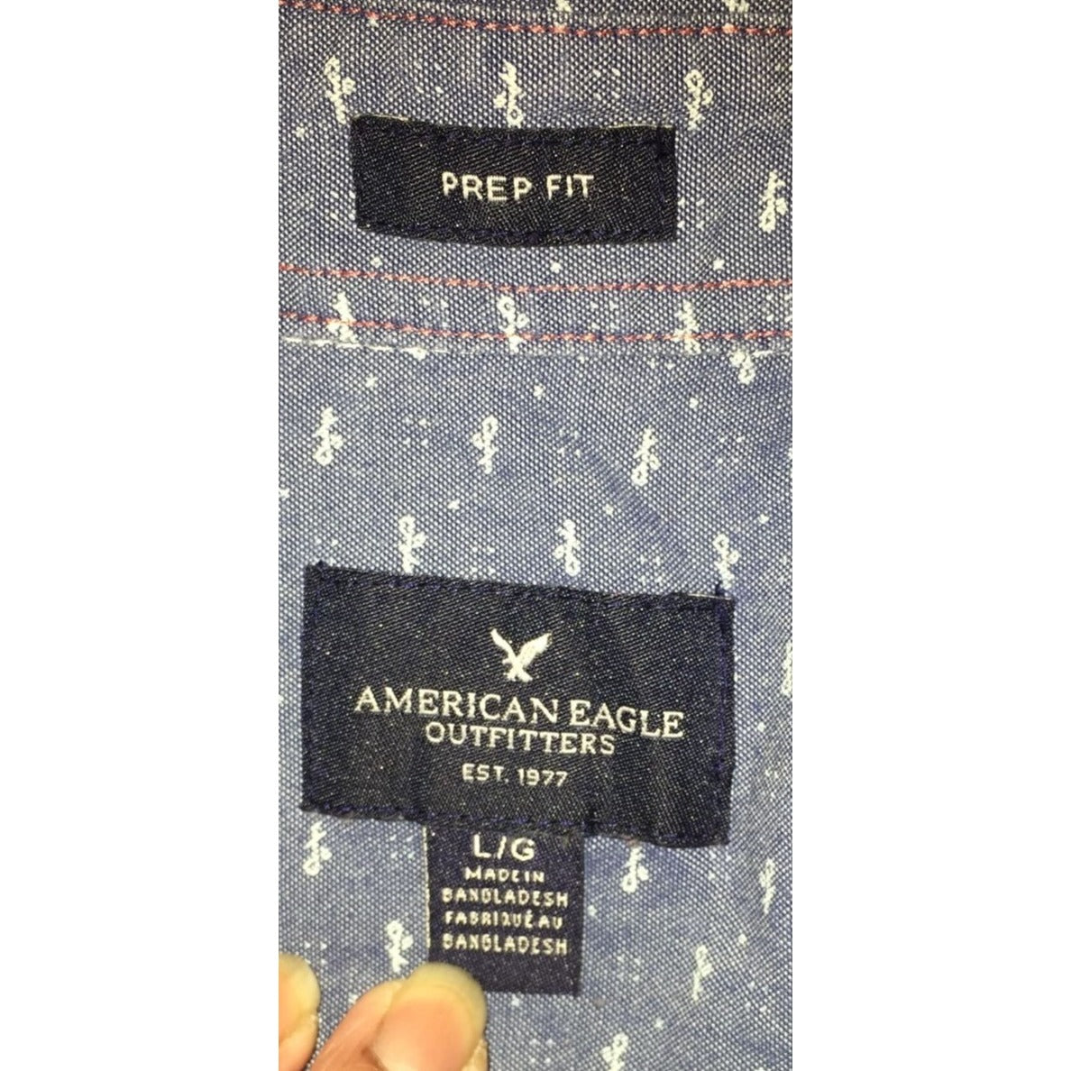 American Eagle Size Large Prep Fit Button Down Collared Long Sleeved Shirt