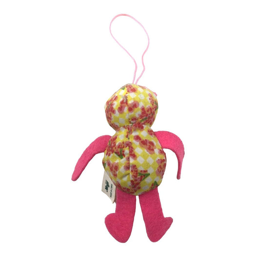 Cute and Fun Yellow and Pink Floral Bear Ornament - 365 Teddy Birthday Hanging Plush