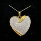 Bold and Beautiful 1 ct "Whole Heart" Diamond Necklace  - 14kt Gold Overlay Sterling