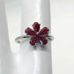 Natural Ruby Flower Ring -  Sterling Silver  - Size 7.75 - Simply Beautiful!