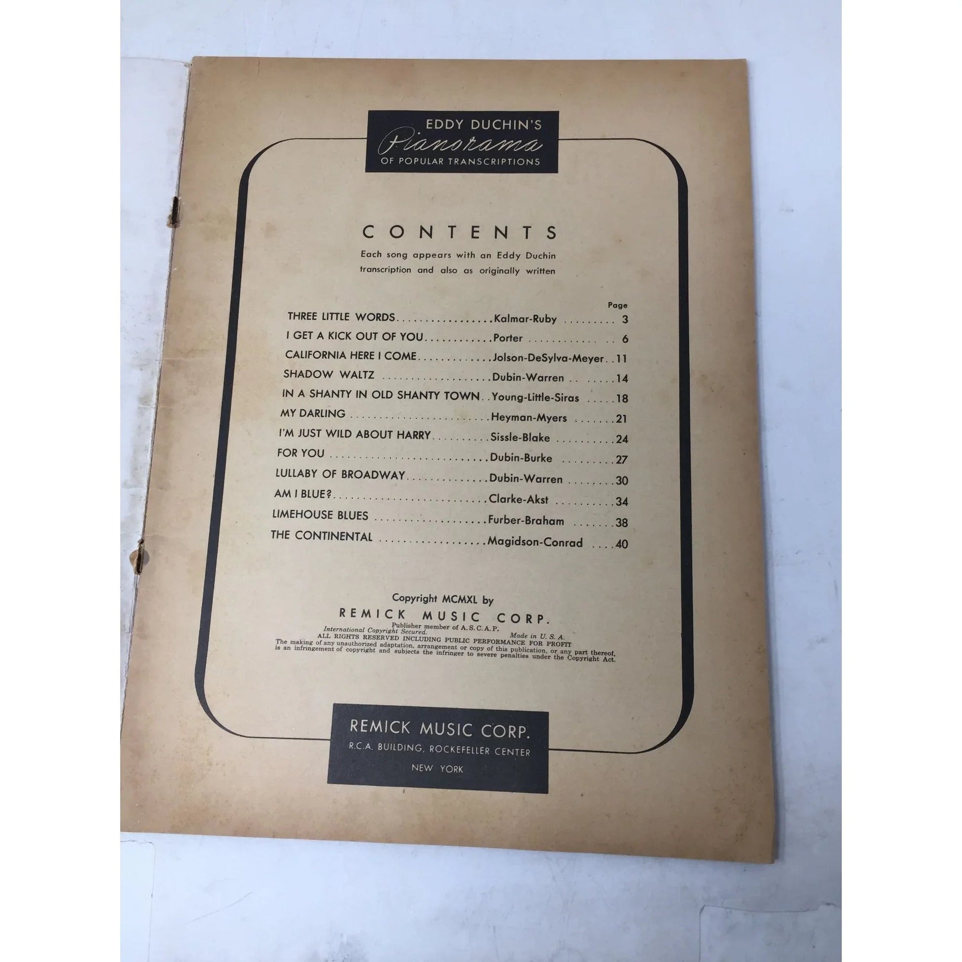 Eddy Duchin's Pianorama of Popular Transcriptions - A+ Stuff - sheet music - A+ Stuff