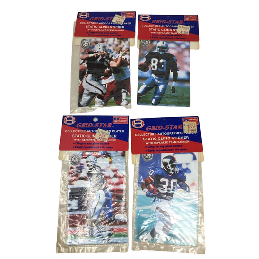 1990 Vintage Grid-star Collectible Autographed Player Static Cling Stickers w/ Pennants