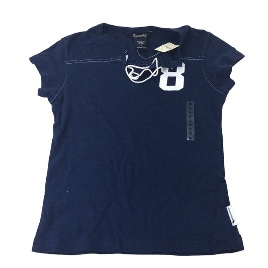 Abercrombie Girls Size Small Cotton Navy Blue Tee Shirt with #8 on it