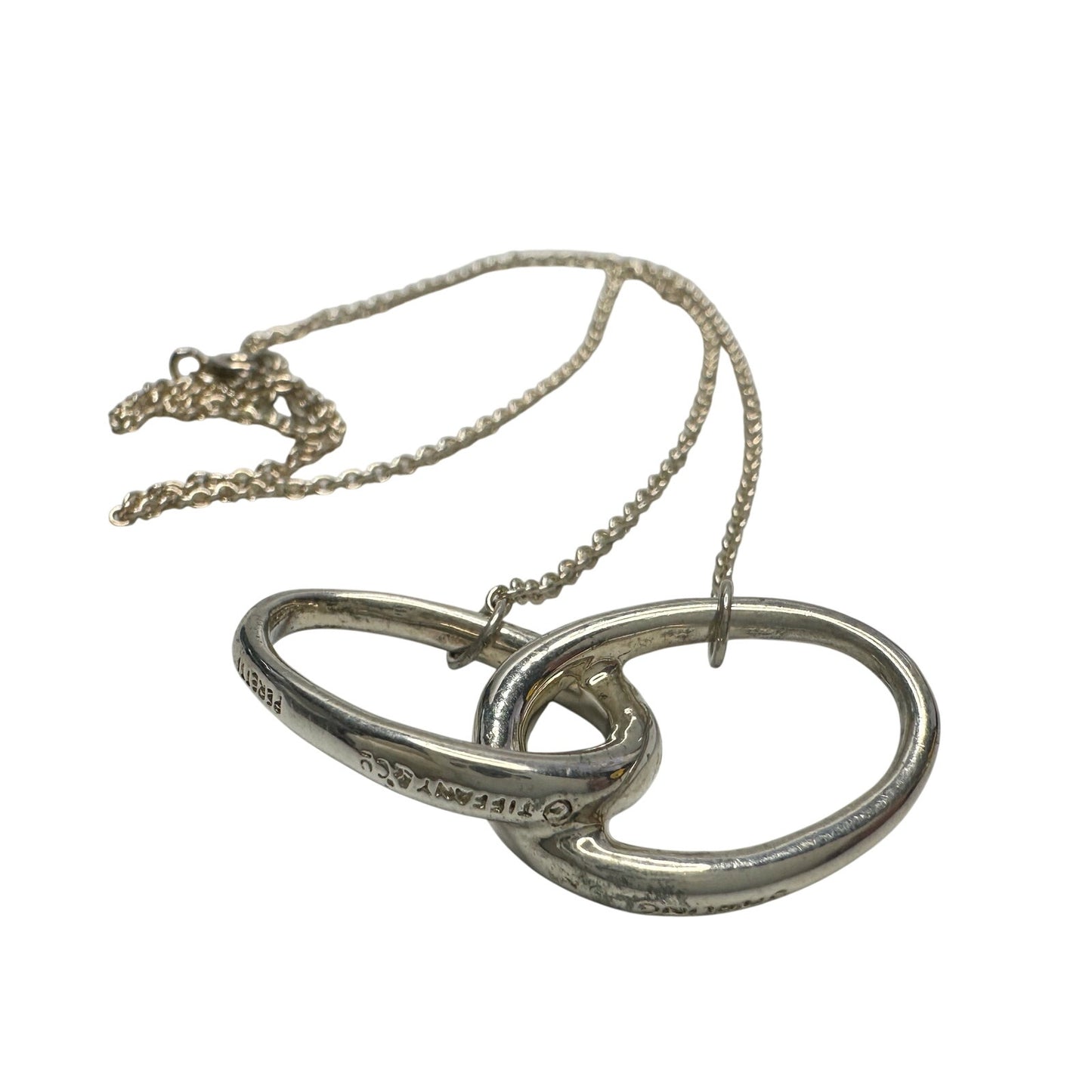 Tiffany and Co Elsa Peretti Large Double Loop Pendant Necklace 15" - Sterling Silver