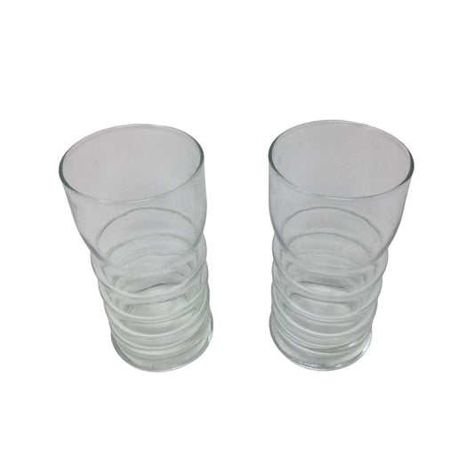 Vintage Clear Glass Ribbed Bubble Drinking Glasses