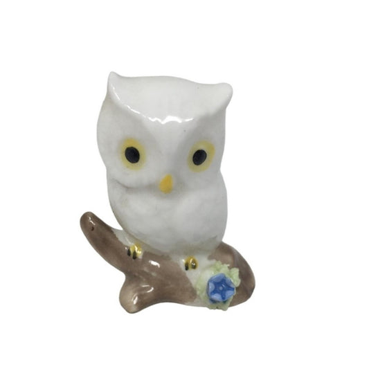 Vintage Miniature Ceramic White Owl- 1.5'' tall