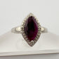 Marquise Cut Garnet & Diamond Ring - Sterling Silver - Size 8