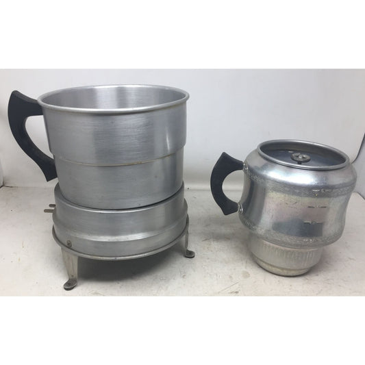 Vintage West Bend Aluminum Co. Silver/Black Handled Coffee Maker