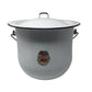 Vintage Large Black And White Metal Handled Enamel Stock Pot With Lid