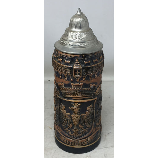 Vintage Ceramic Handled and Lidded Frankfurt German Beer Stein