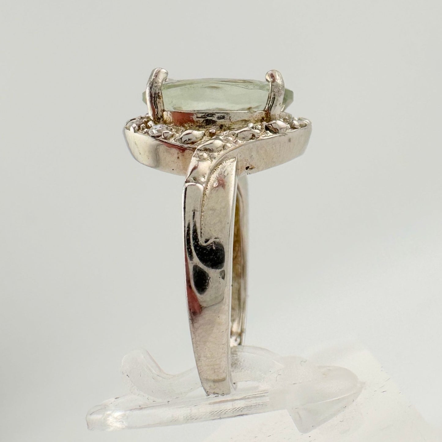 Big and Beautiful Green Amethyst and Diamond Ring - Size 6.25