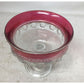 Vintage Clear and Red King's Crown Thumbprint Patterned Glass Lidded Trinket/Candy Dish