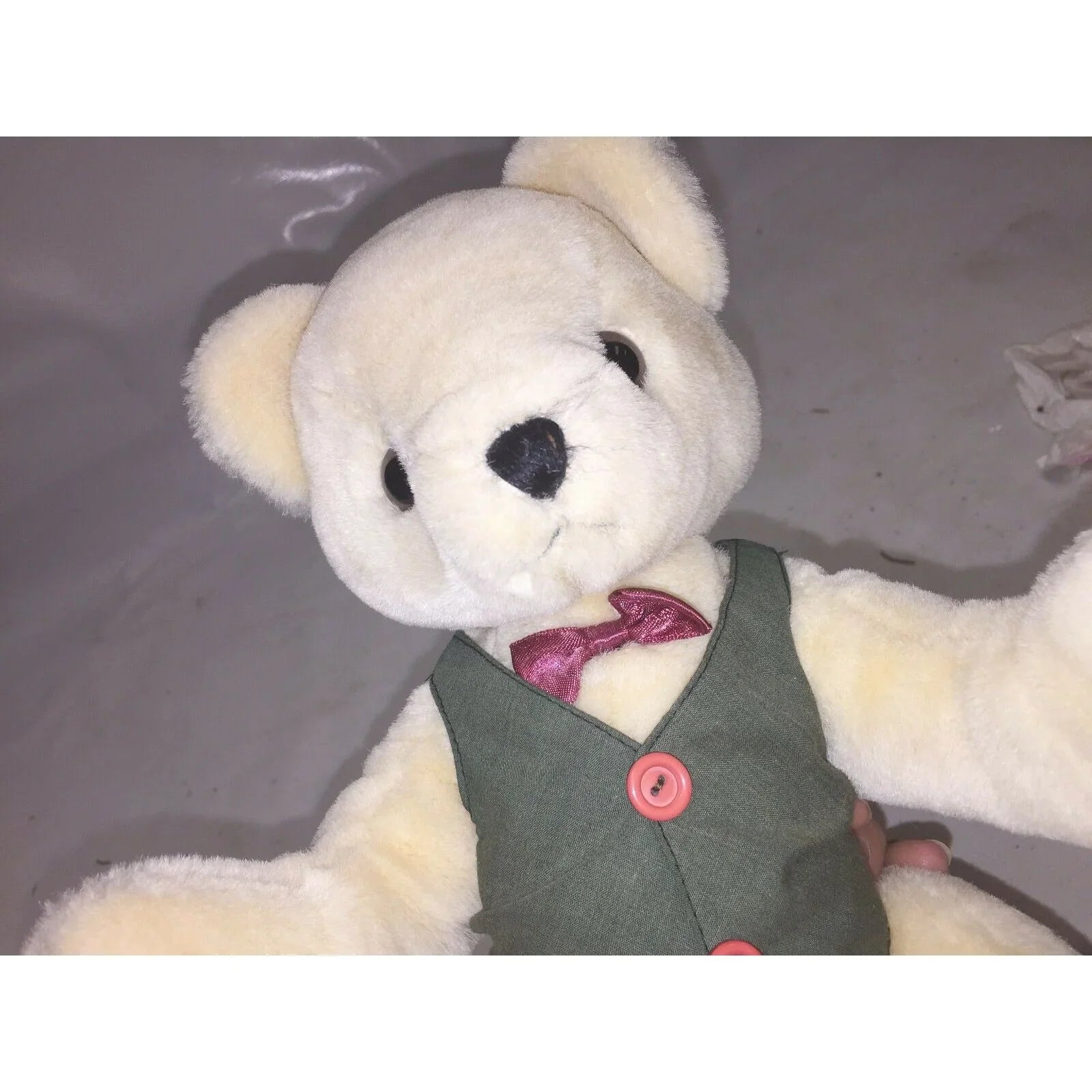 Applause 1988 jointed TEDDY BEAR plush toy w Bowtie and Vest Cute! Applause  A+ Stuff Stuffed Animals