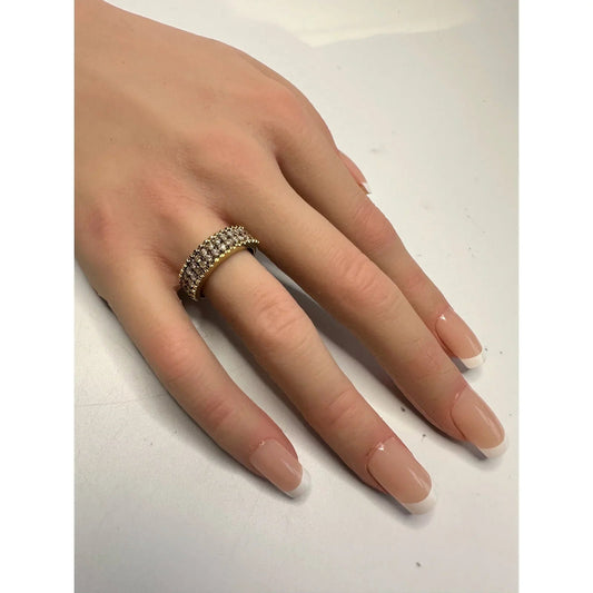 Elegant 3/4 Ct Diamond 2 row Anniversary Ring 14kt Gold Over Sterling Silver - Unbranded - Jewelry - A+ Stuff