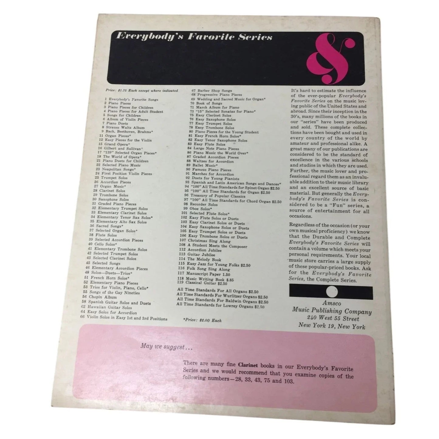 Elementary Clarinet Solos with Piano Accompaniment Everybody's Favorite Series 33 - A+ Stuff - Sheet Music - A+ Stuff