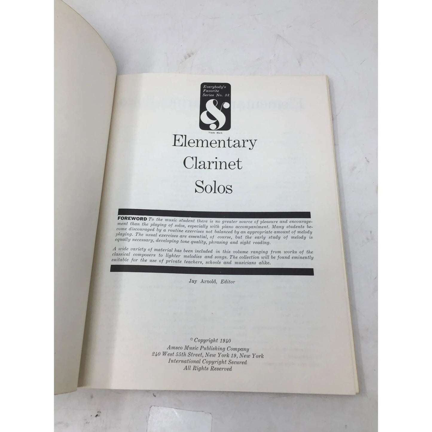 Elementary Clarinet Solos with Piano Accompaniment Everybody's Favorite Series 33 - A+ Stuff - Sheet Music - A+ Stuff