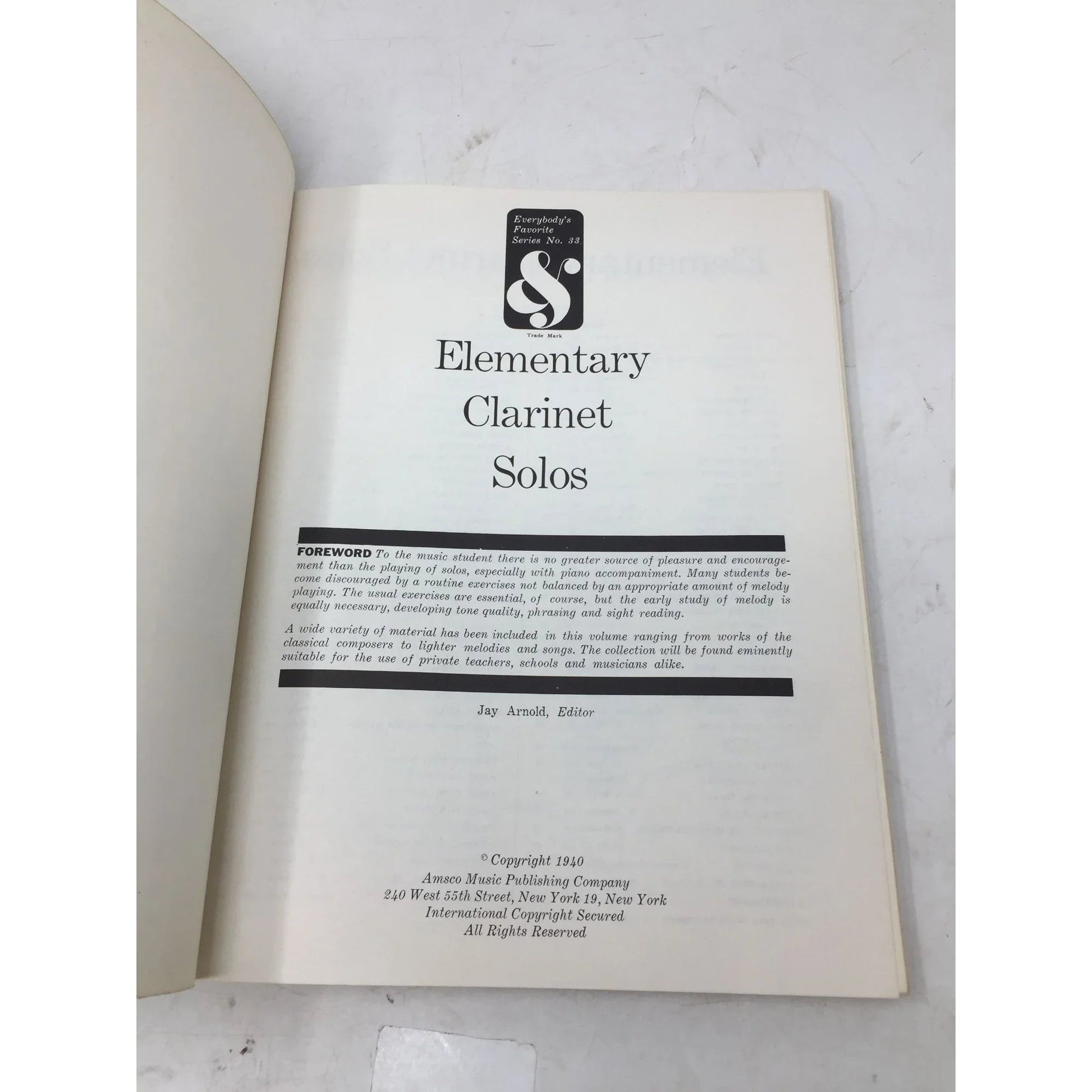 Elementary Clarinet Solos with Piano Accompaniment Everybody's Favorite Series 33 - A+ Stuff - Sheet Music - A+ Stuff