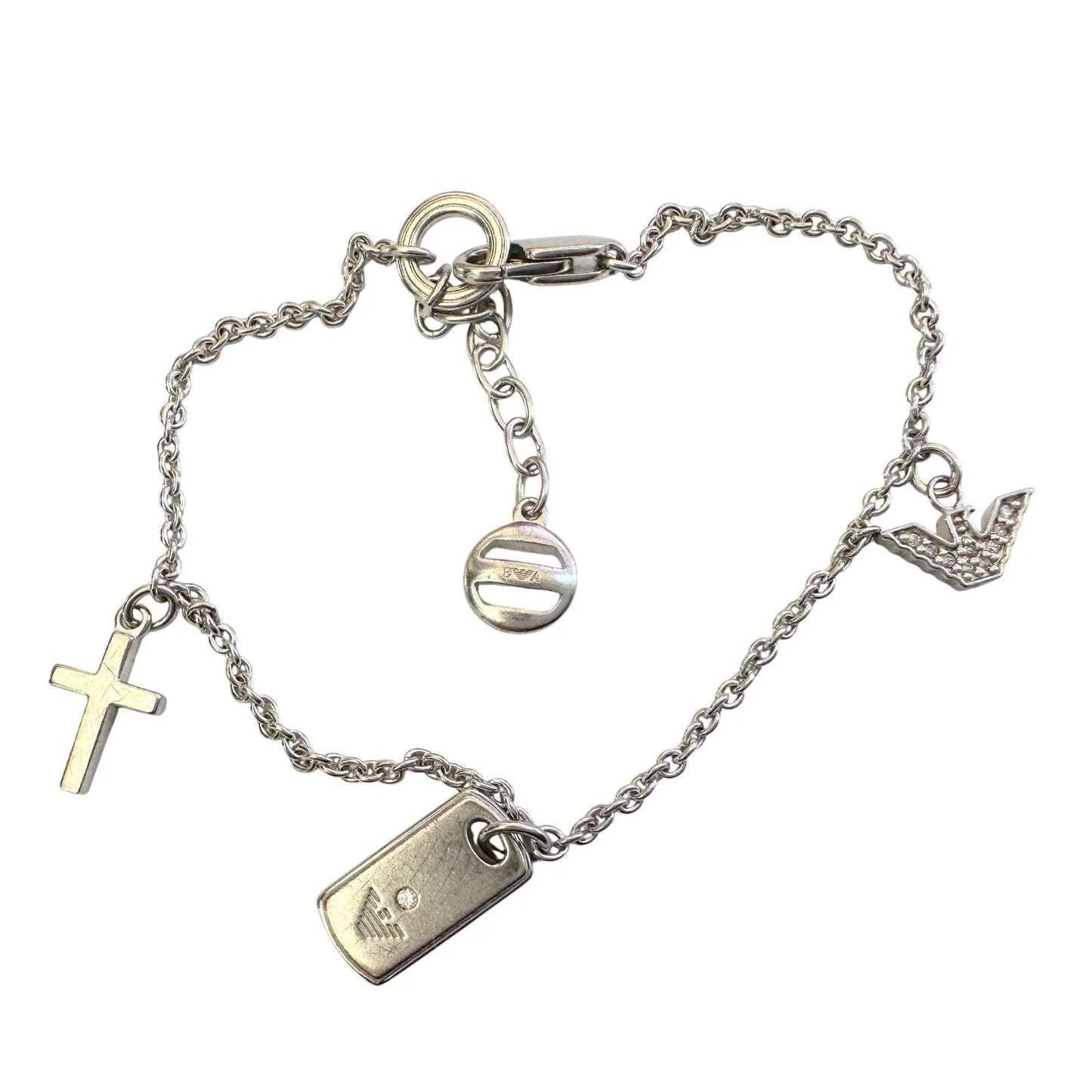 Emporio Armani Cross, Bird, Logo Plate Charm Bracelet - Emporio Armani - Charm Bracelet - A+ Stuff