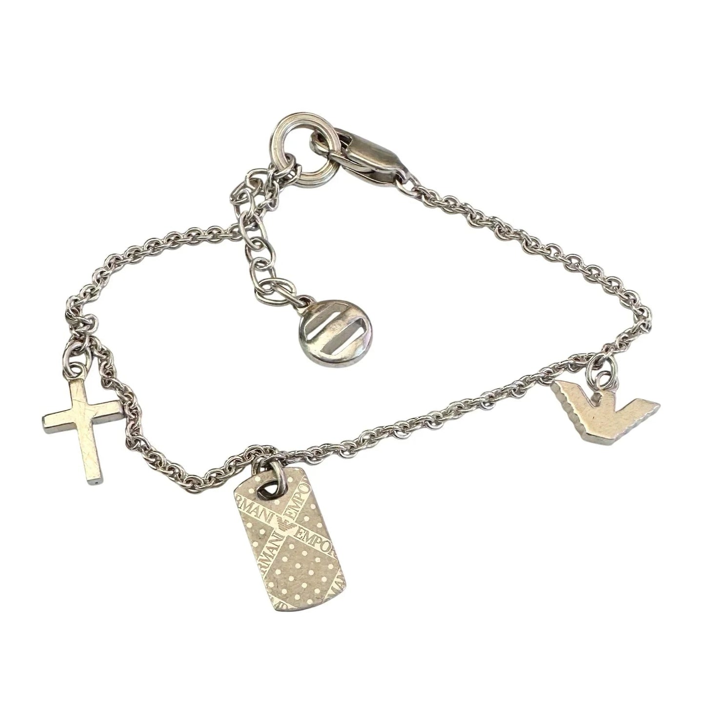 Emporio Armani Cross, Bird, Logo Plate Charm Bracelet - Emporio Armani - Charm Bracelet - A+ Stuff