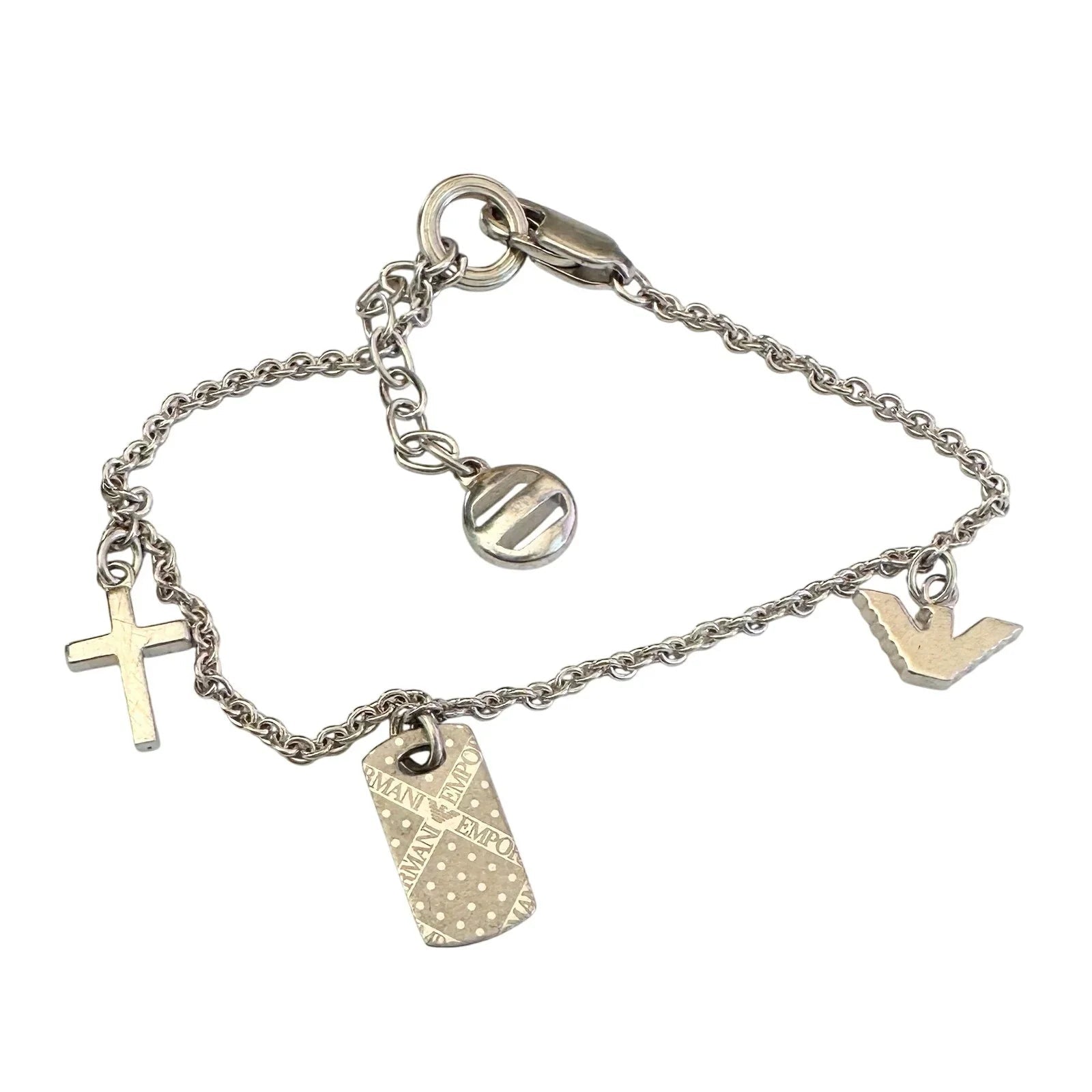 Emporio Armani Cross, Bird, Logo Plate Charm Bracelet - Emporio Armani - Charm Bracelet - A+ Stuff