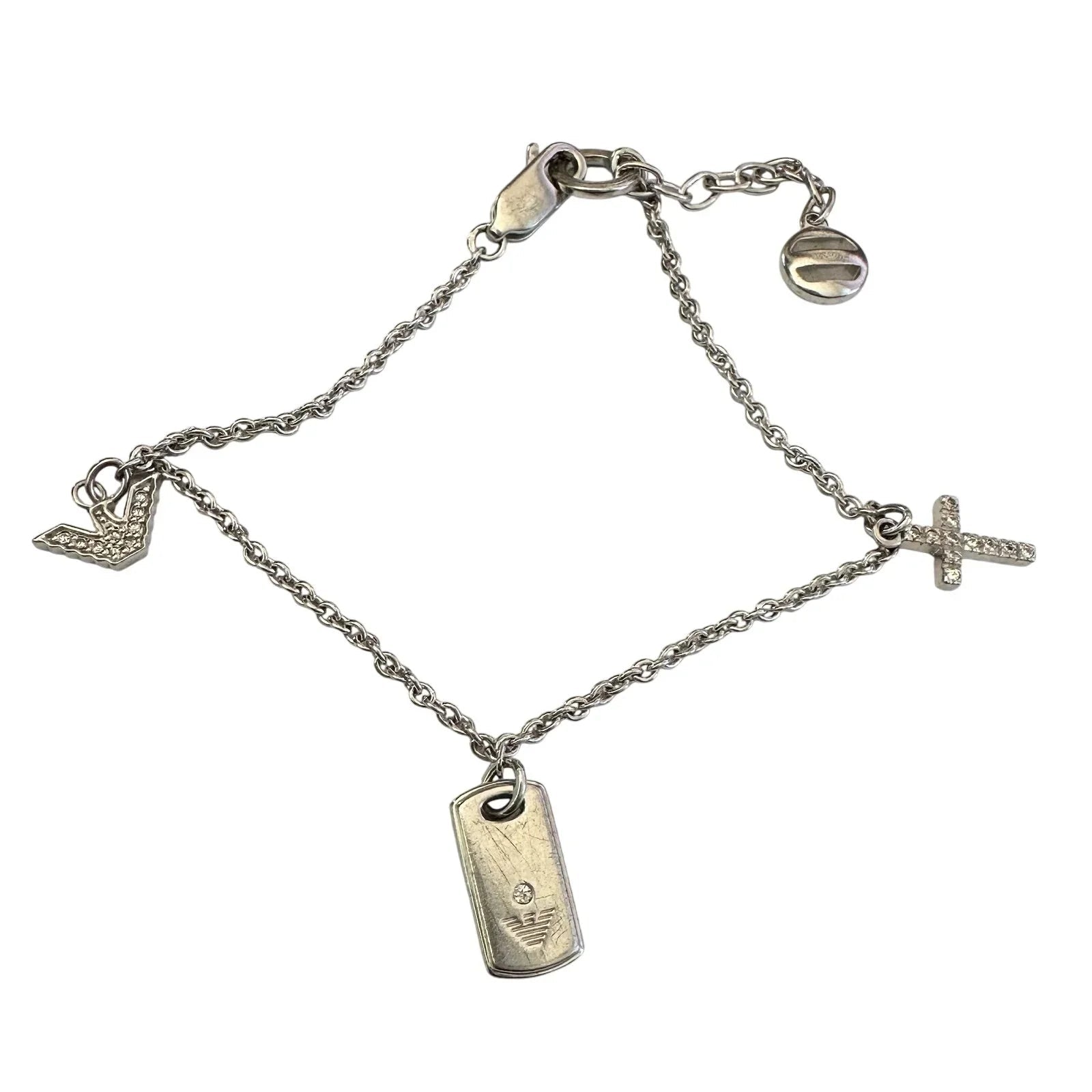 Emporio Armani Cross, Bird, Logo Plate Charm Bracelet - Emporio Armani - Charm Bracelet - A+ Stuff