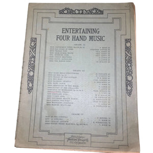 ENTERTAINING FOUR HAND MUSIC VINTAGE SHEET MUSIC BOOK