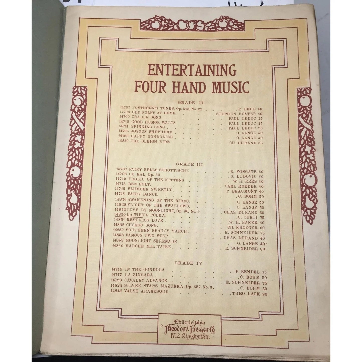 ENTERTAINING FOUR HAND MUSIC VINTAGE SHEET MUSIC BOOK - A+ Stuff - SHEET MUSIC - A+ Stuff