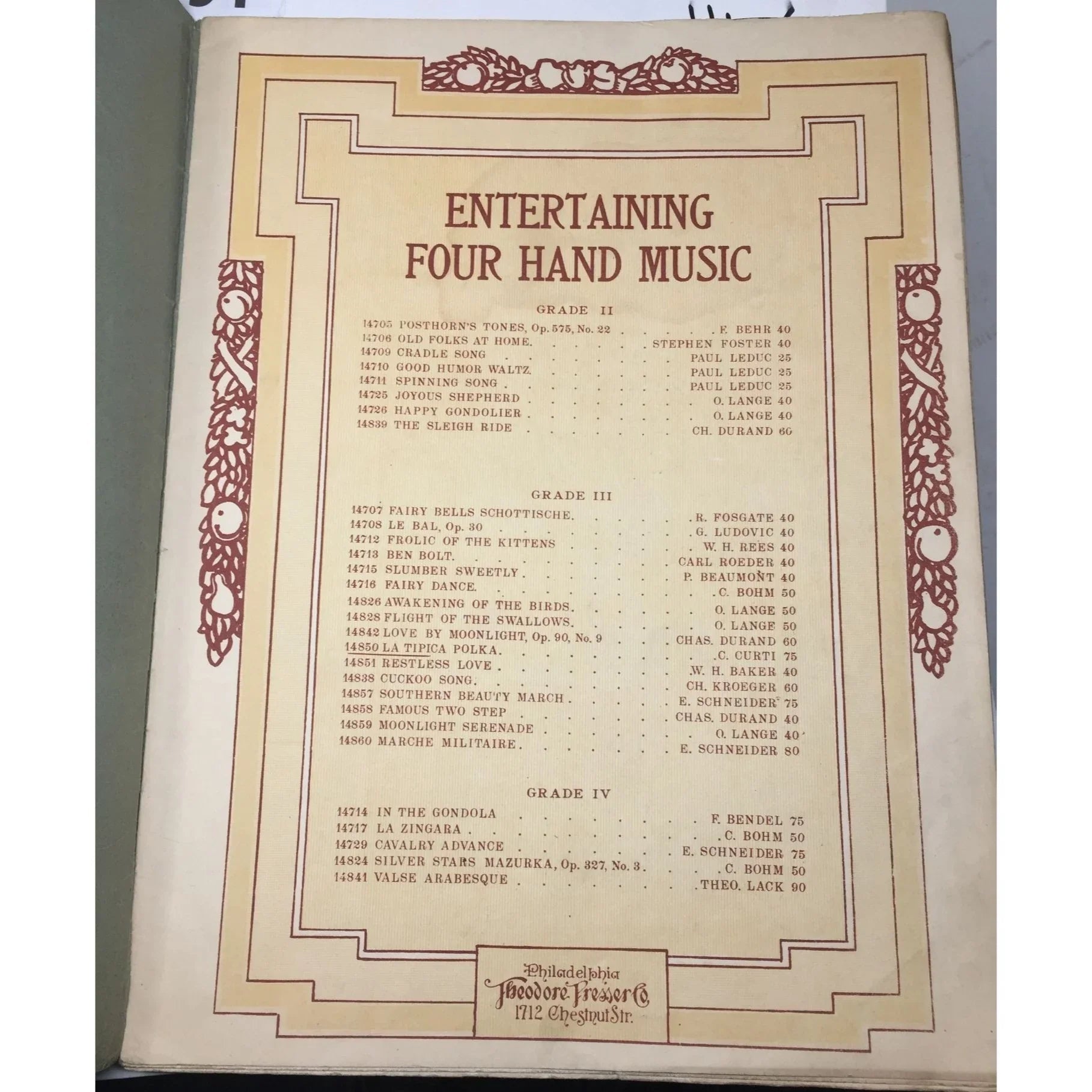 ENTERTAINING FOUR HAND MUSIC VINTAGE SHEET MUSIC BOOK - A+ Stuff - SHEET MUSIC - A+ Stuff