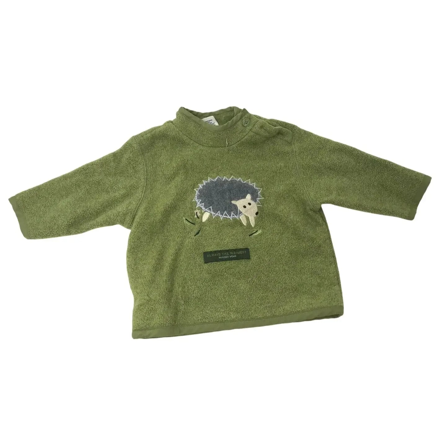 Baby Gap Green Fleece Pullover w Porcupine or Hedgehog 6-12 mo Gap