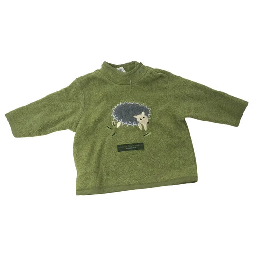 Baby Gap Green Fleece Pullover w Porcupine or Hedgehog 6-12 mo Gap