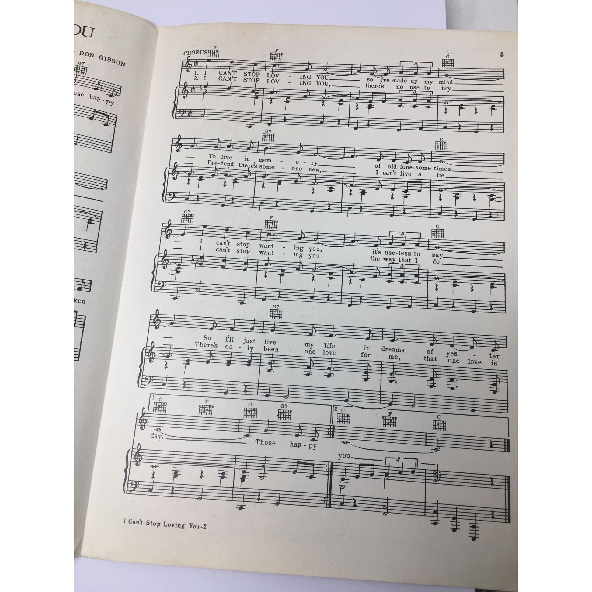 vintage sheet music for the song "I Can't Stop Loving You" A+ Stuff  A+ Stuff SHEET MUSIC